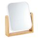 Дзеркало для макіяжу біле квадратне з бамбуковою основою 18х4,5х21 см 030700983 фото 1