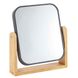 Дзеркало для макіяжу чорне квадратне з бамбуковою основою 18х4,5х21 см 030700987 фото 1